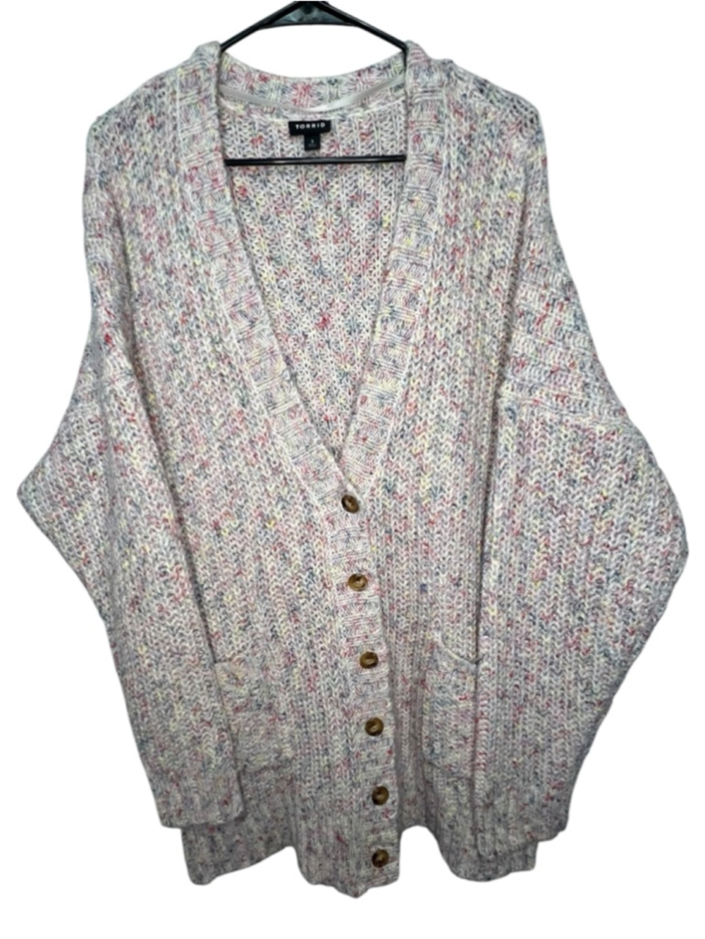 Torrid Multicolor Confetti Knit Button Front Long Sleeve Cardigan Sweater